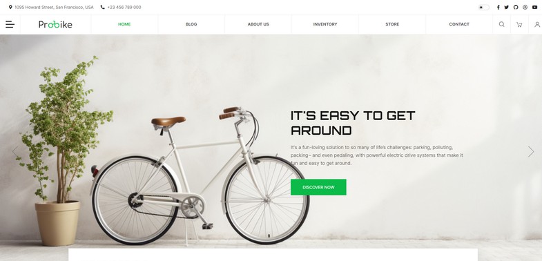ProBike - Bike Shop & Bicycle Rental Joomla Template