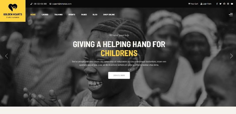 Golden Hearts - Template pour la collecte de fonds et les oeuvres de charité