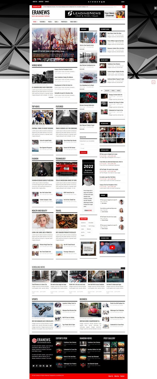 Eranews - News and Magazine Joomla 5 Joomla 4 and Joomla 3 Template