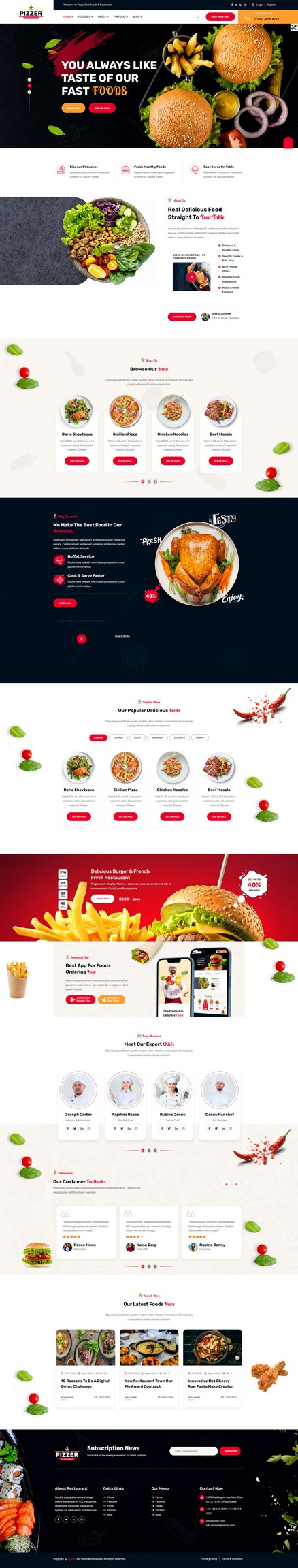 Pizzer - Fast Food & Restaurant Joomla 4 Template