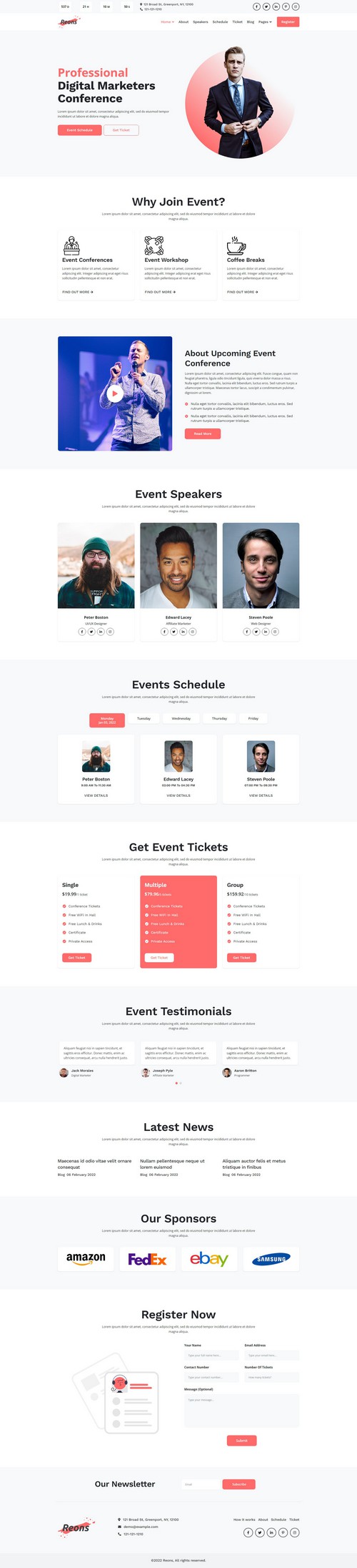 Reons - Responsive Event & Conference Joomla 4 Template