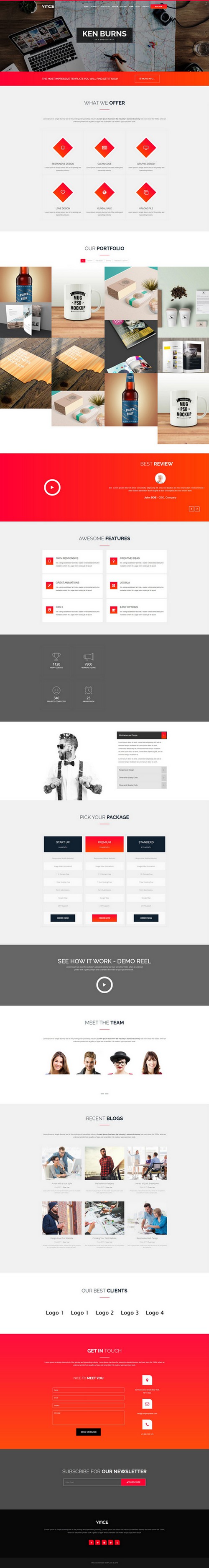 Vince - One Page & Multi Page Joomla Template
