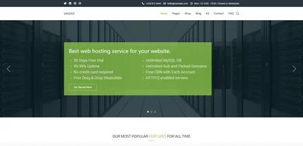 vHost II - Joomla Template suitable for Hosting websites