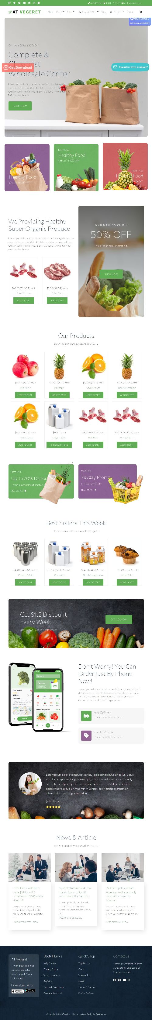 Vegeret - Vegetables and Fruits Store Joomla 4 Template Site