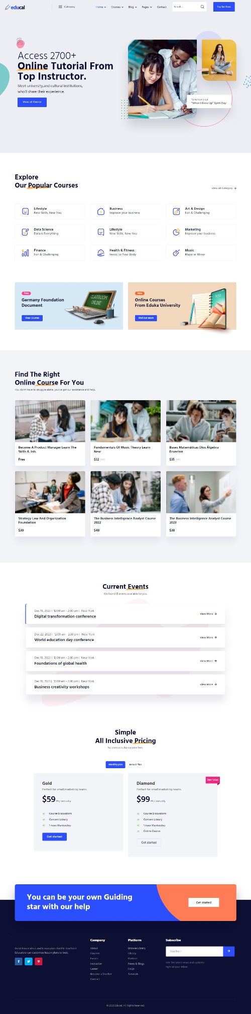 Educal – Online Courses and Education Joomla Template