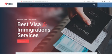 Vizox - Immigration Visa Consulting Joomla 4 Template