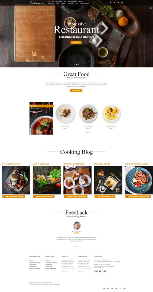 Restaurant Store - Responsive Food and Restaurant Joomla 4 Template