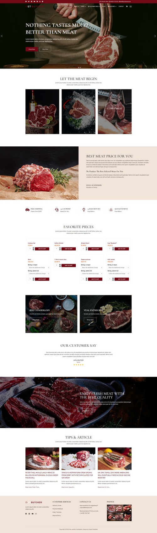 ET Butcher - Free Responsive Meat Shop Joomla 4 Template