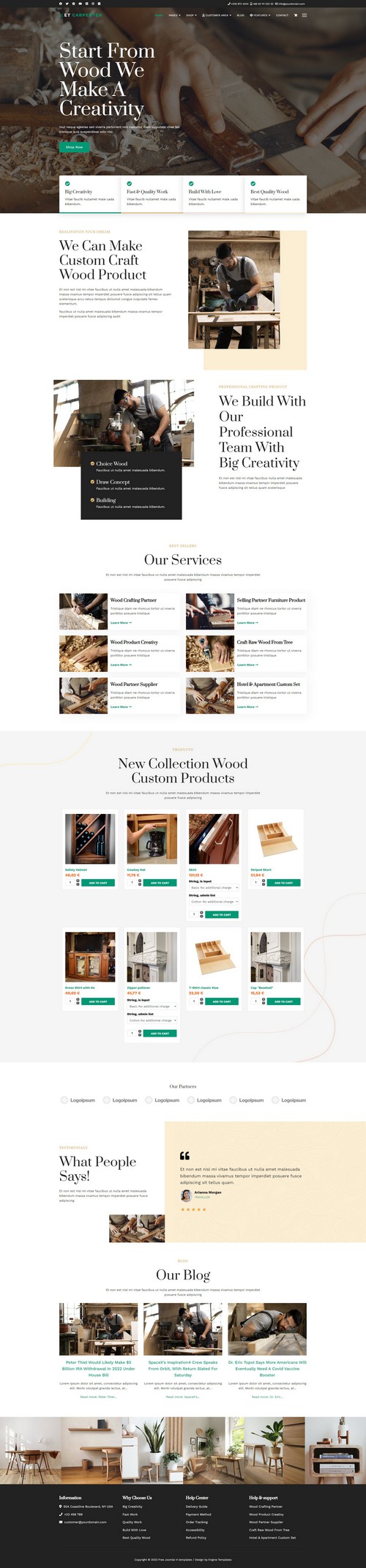 ET Carpenter - Free Responsive Craft Wood Shop Joomla 4 Template