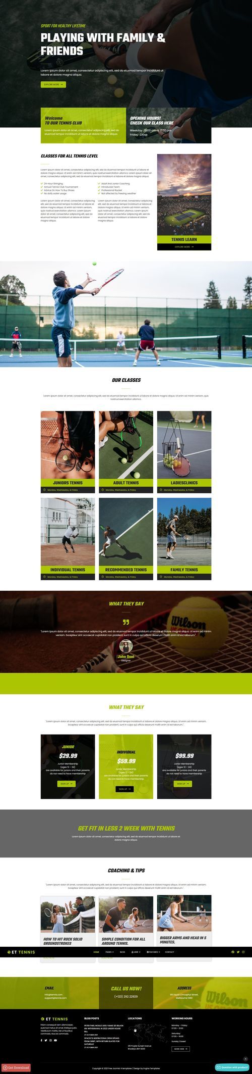 ET Tennis - Tennis Academy or Tennis Club Joomla 4 Template