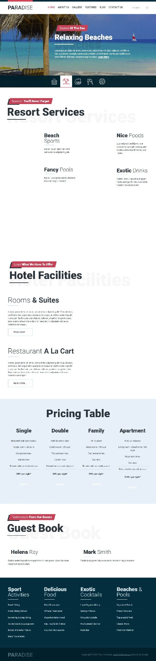 Paradise - Joomla 4 Template for Hotels and Summer Resorts