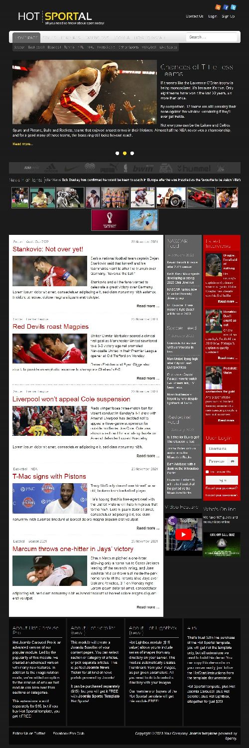 Sportal - Responsive Joomla 4 Template for Sport News Sites