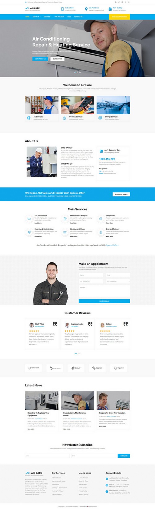 Air Care - Joomla Template for Air Conditioning Maintenance Services