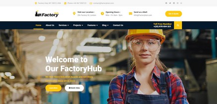 Factory HUB - Industrial & Engineering Services Joomla 4 Template