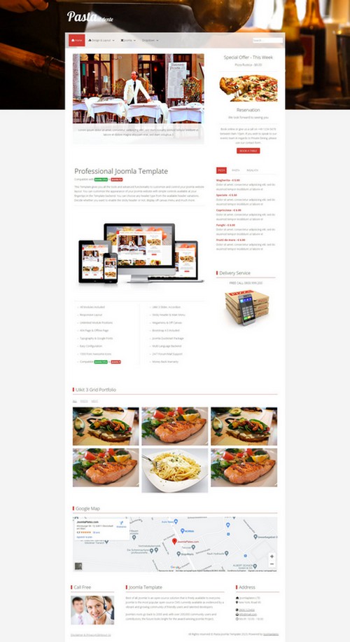 Pasta - Responsive Food & Restaurant Joomla Template