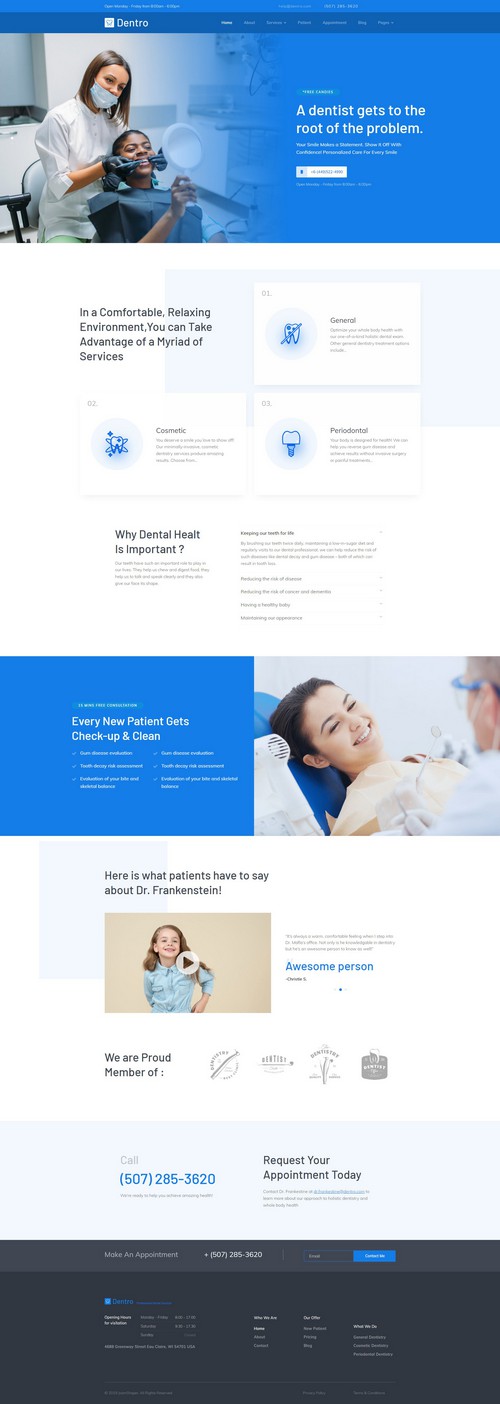 Dentro - Joomla 4 Template for Dentists and Dental Clinics