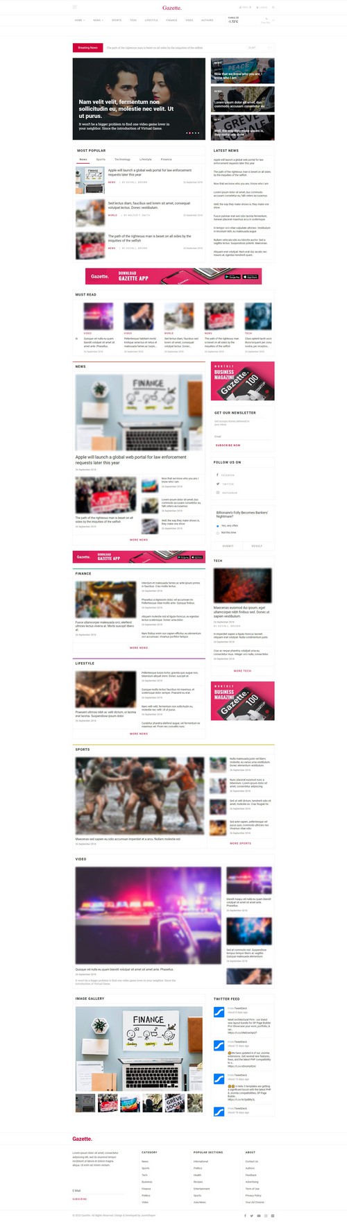Gazette - News, Magazine, and Blog Joomla Template