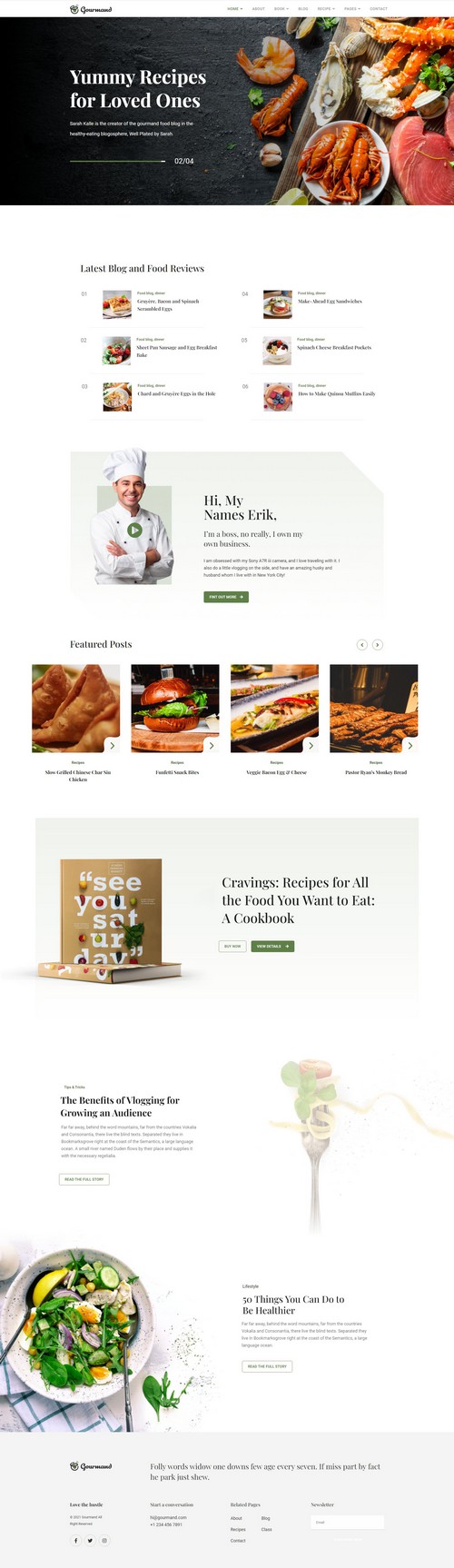 Gourmand - Recipe and Food Blog Websites Joomla Template