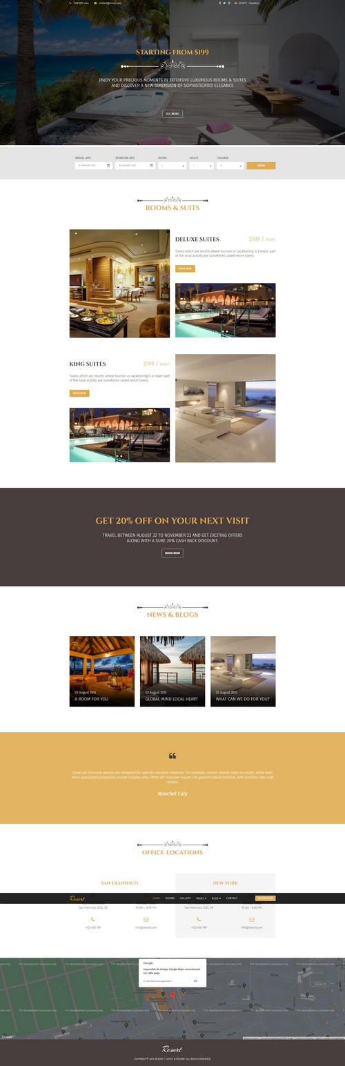 Resort - Professional Responsive Luxury Hotel Joomla 4 Template