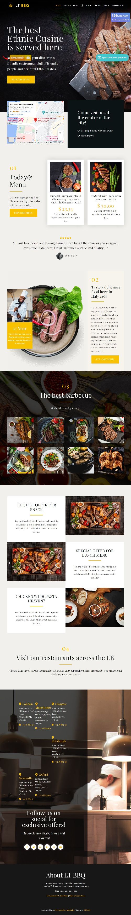 LT BBQ - Restaurant, Steak House, J2Store Joomla 4 Template