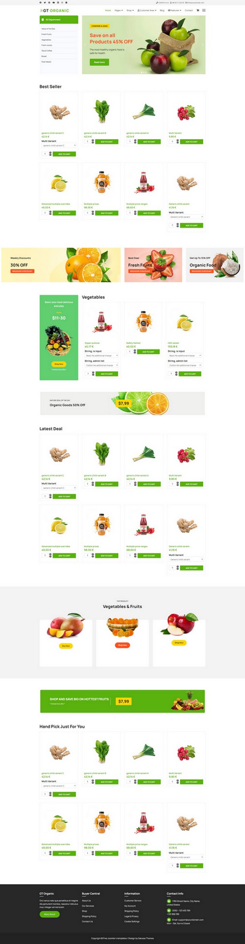 GT Organic - Mobile-friendly Organic Food Shop Joomla 4 Template