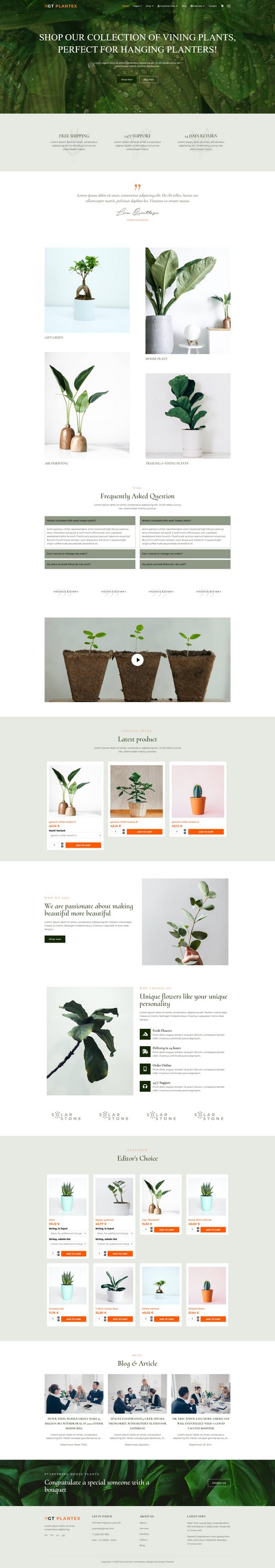 GT Plantex - Online shop Joomla 4 template for plant websites