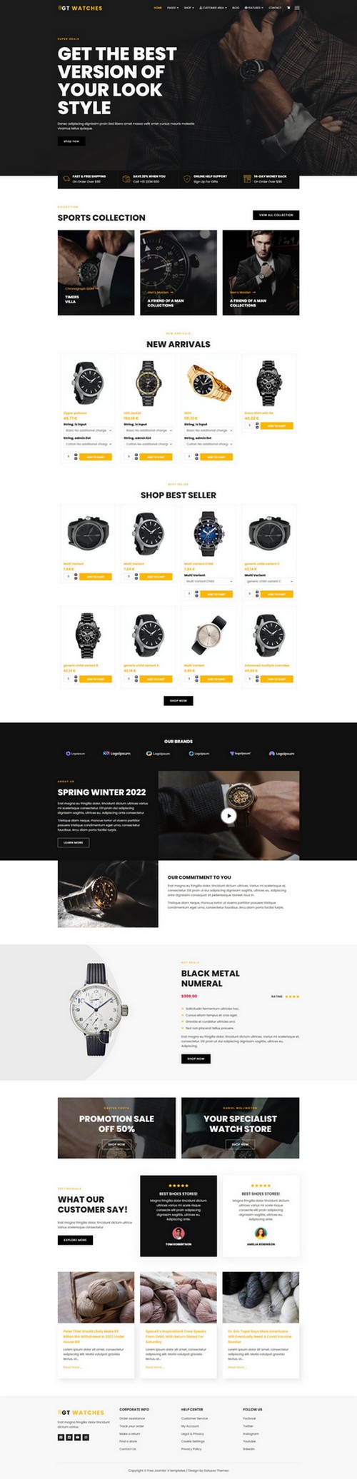 GT Watches - Mobile-friendly Watches Store Joomla 4 Template