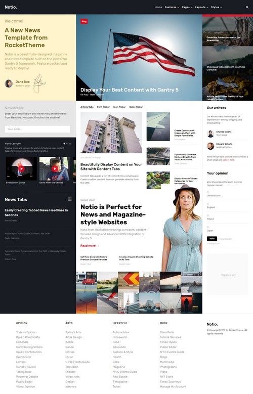 Notio - News, Magazine or Blog Websites Joomla 4 Template
