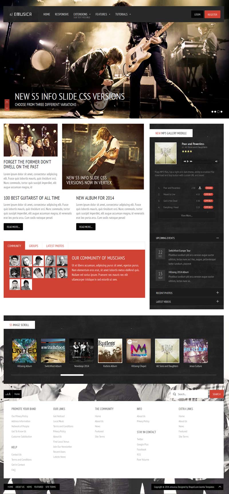 Emusica - Joomla 4 Template for Bands, Social Music Community