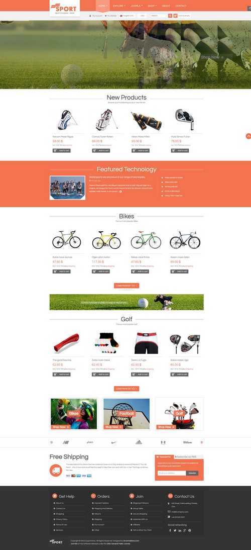 Sport Store - Responsive Multipurpose Joomla 4 Template with JoomShopping 