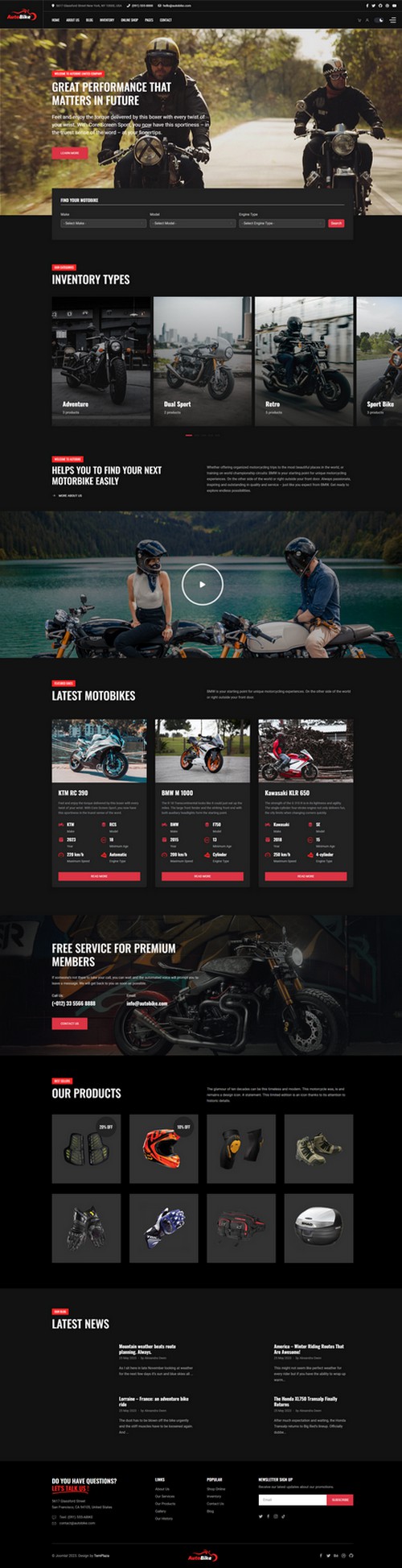 Autobike - Motorcycle Store & Bike Rental Services Joomla 4 Template
