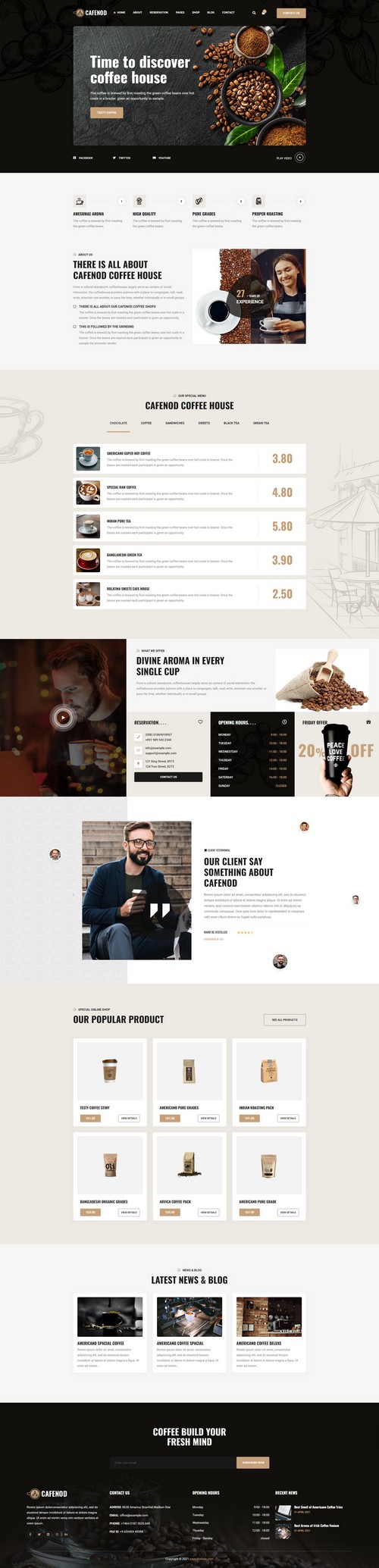 Cafenod - Coffee Shop and Restaurant Joomla Template