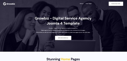 Growbiz - Digital Service, Creative Agency Joomla 4 Template