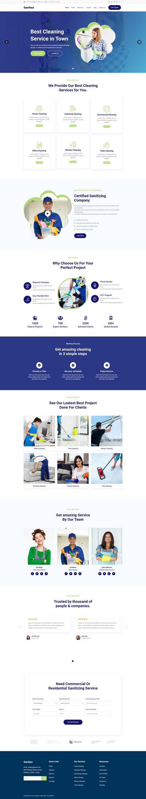 Sanitax - Professional Cleaning Services Joomla 4 Template
