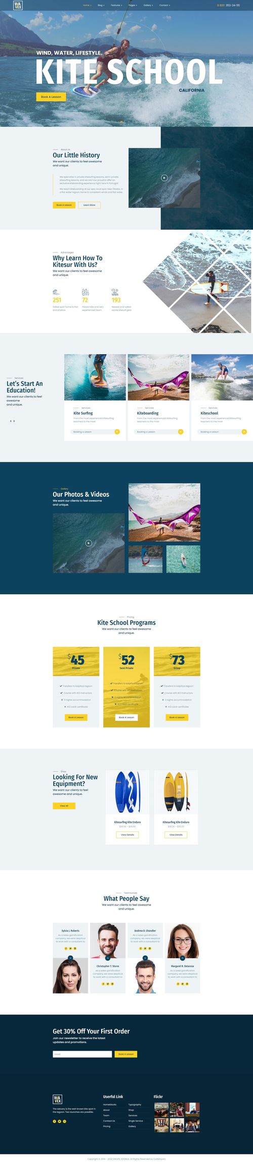Wavex - Sailing and Surfing Single and Multi Page Joomla 4 Template